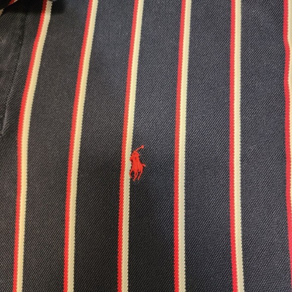 Ralph Lauren Plolo Shirt Mens 2XL Blue with Stripe Short Sleeve Vintage - Picture 5 of 16